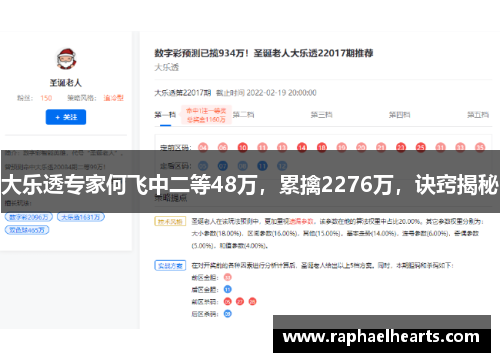 大乐透专家何飞中二等48万，累擒2276万，诀窍揭秘